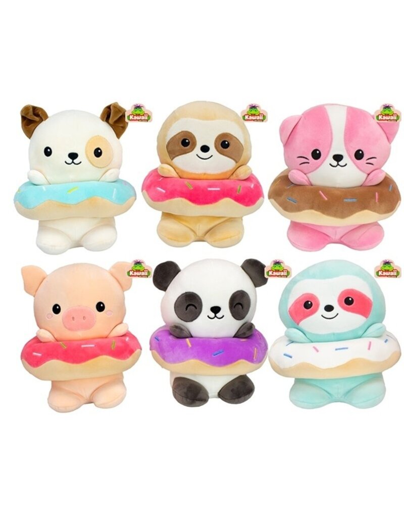 Pluche Kawaii Figuur met Donut 19cm 6 assorti
