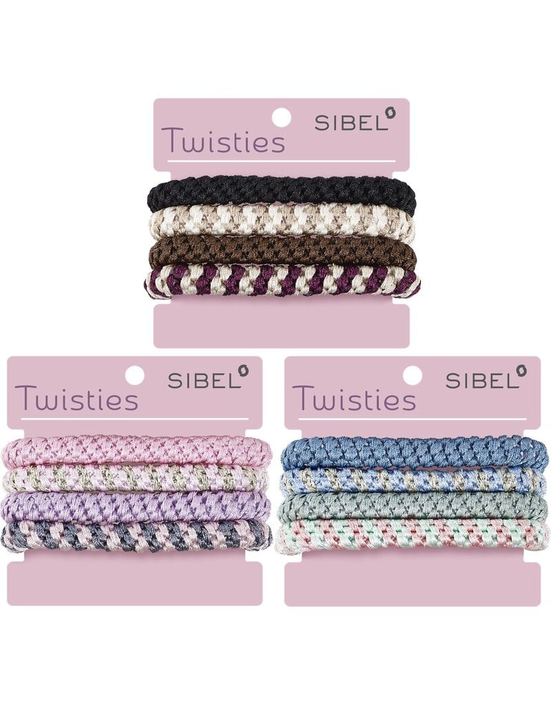 Sibel Sibel Twisties Haar Elastiek Dik 4 Stuks 3 Assorti Kleuren