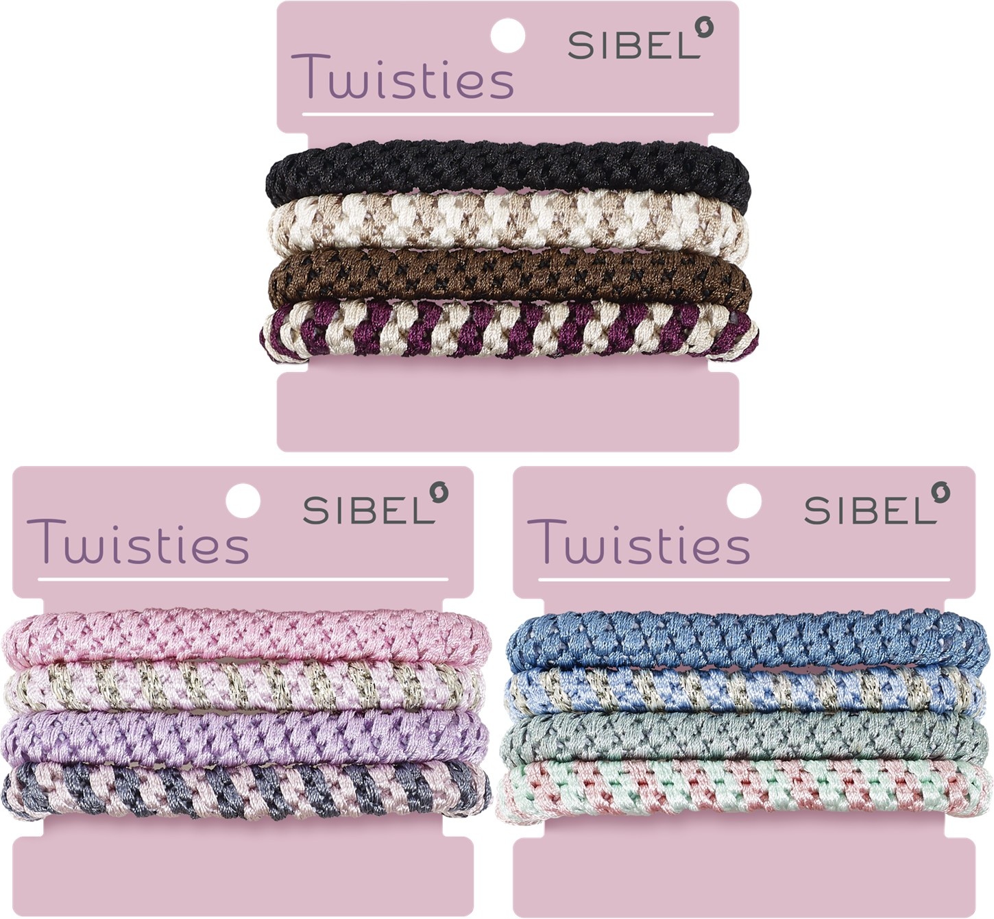 Sibel Sibel Twisties Haar Elastiek Dik 4 Stuks 3 Assorti Kleuren