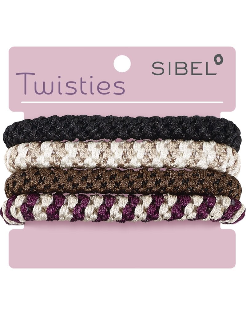 Sibel Sibel Twisties Haar Elastiek Dik 4 Stuks 3 Assorti Kleuren