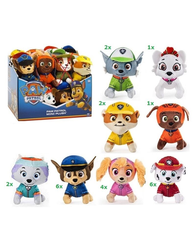 Pluche Paw Patrol 12cm 6 assorti