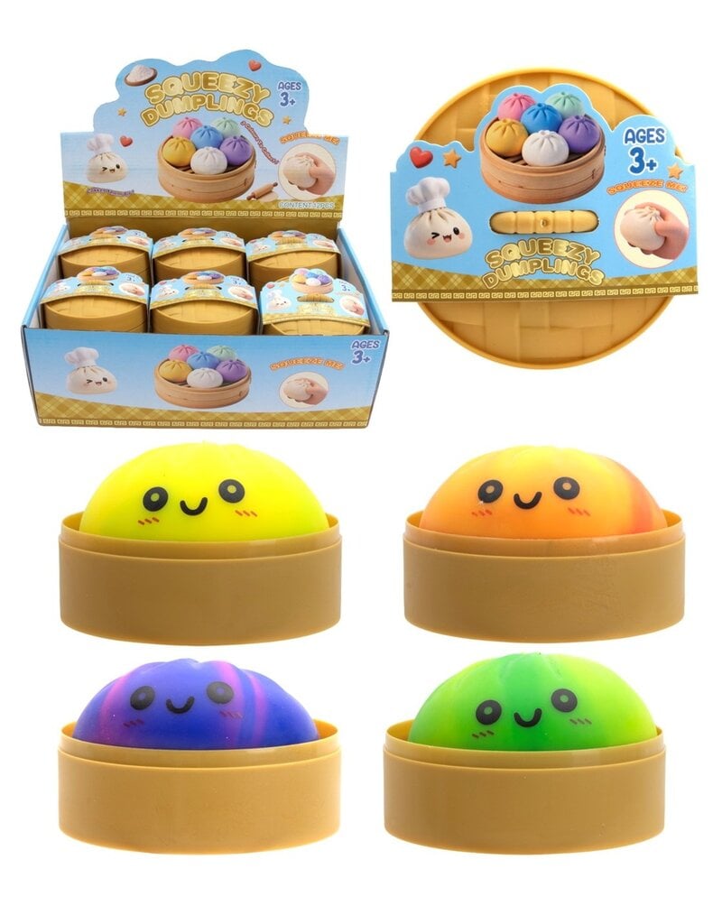 Squeezy Dumpling TieDye 8,5cm in Mandje assorti kleur