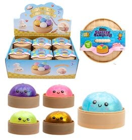 Squeezy Dumpling Glitter 8,5cm in Mandje assorti kleur