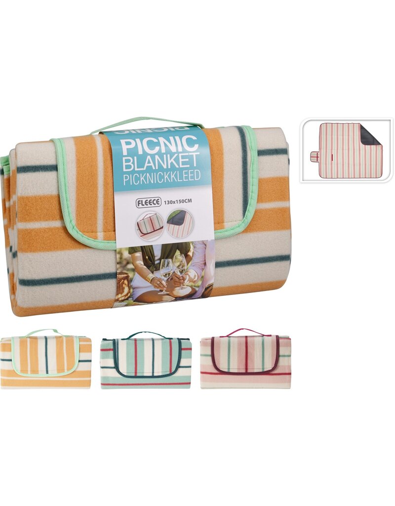 Picknickdeken 130x150cm ruit 3 assorti kleur