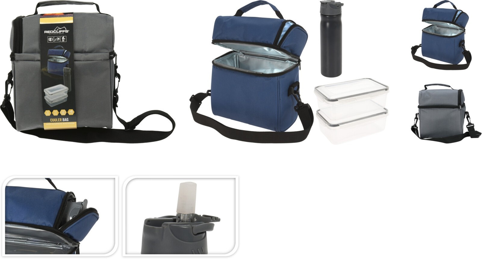 Koeltas 20,5x12x24 incl. Lunchbox en Fles 2 assorti kleur