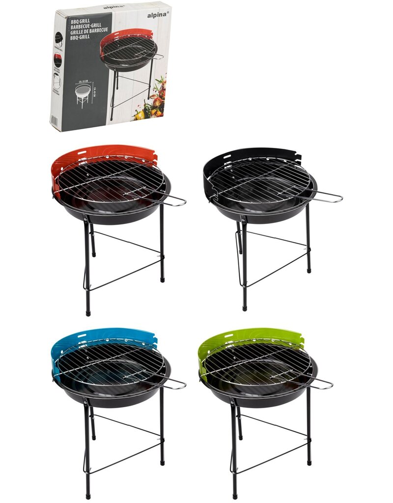 Barbecue h=43cm dia=33cm ass. kleur