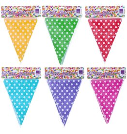 Vlaggenlijn met 10 vlaggetjes 3,6 meter 6 assorti kleur