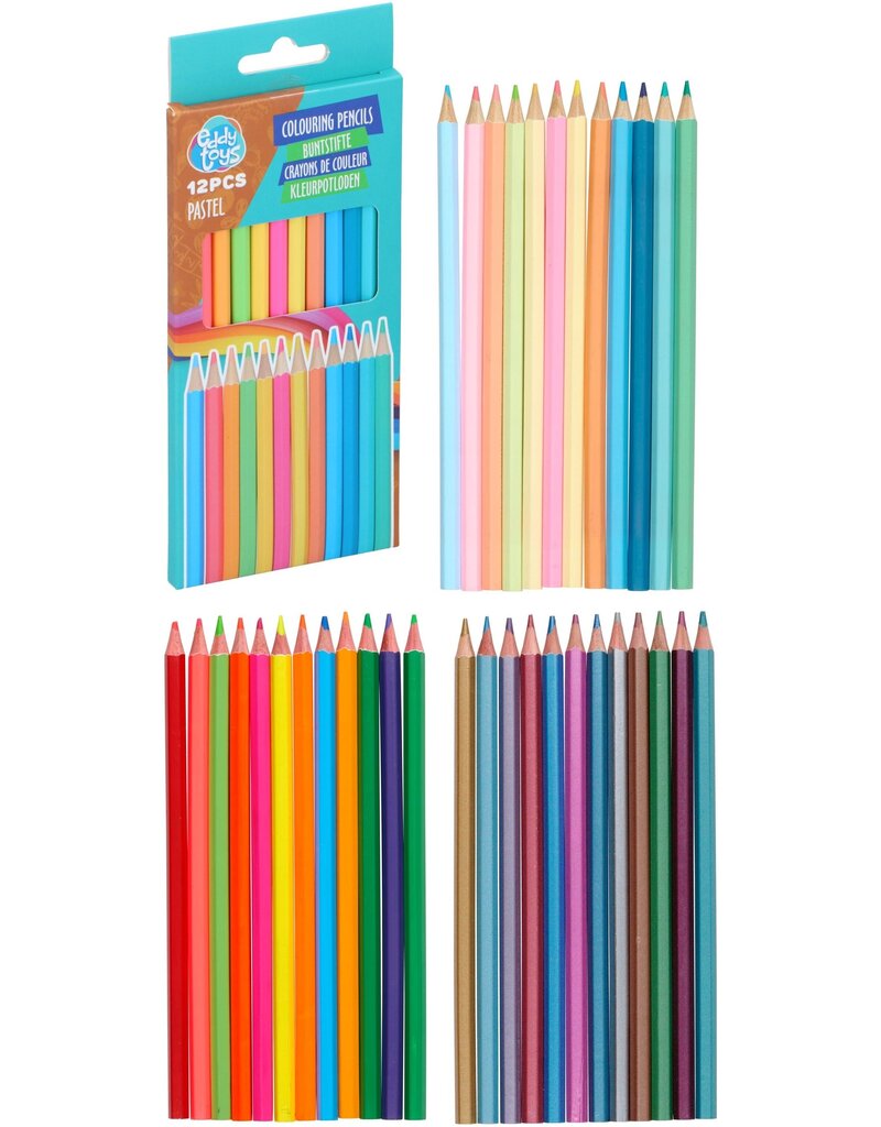Kleurpotloden Metallic, Pastel of Neon 17,5cm 12 stuks