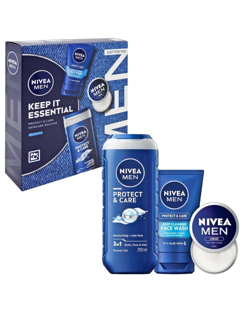 Nivea Men Giftset; douche250ml +facewash100ml+facecream30ml