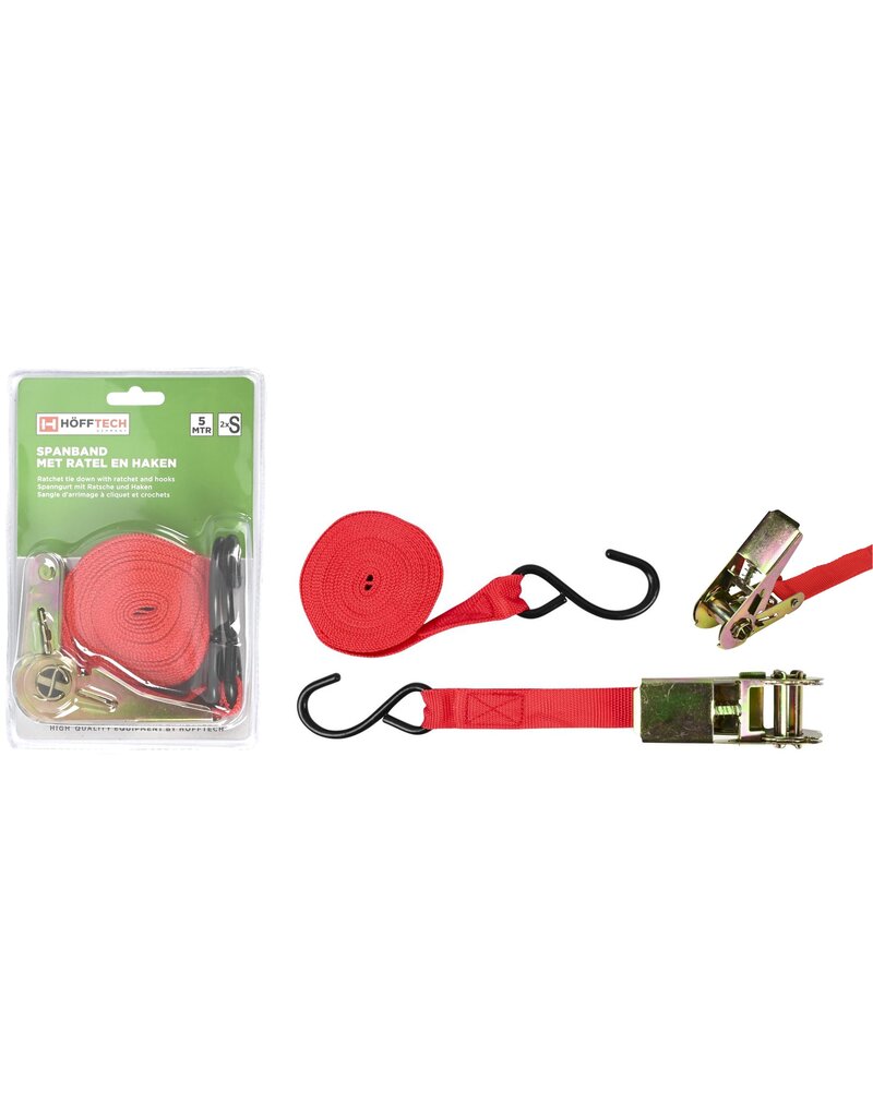 Spanband 5 meter + Ratel + Haken Breekkracht 270kg