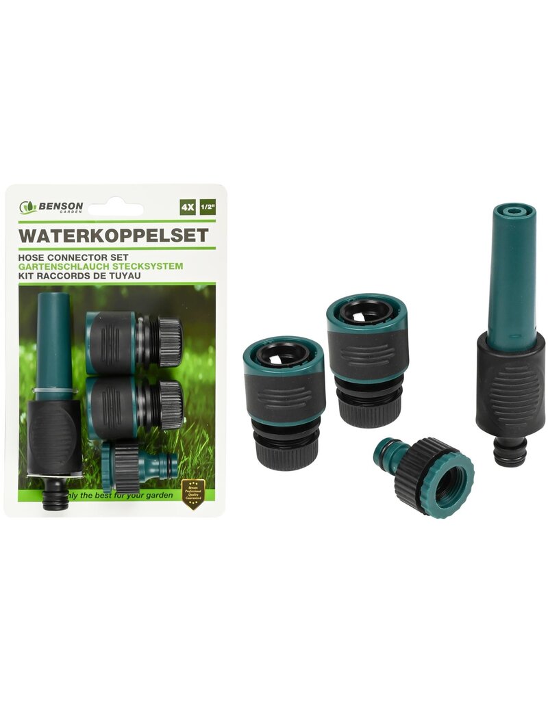 Waterkoppelset Incl. Koppelingen en Spuitpistool 1/2" 4delig