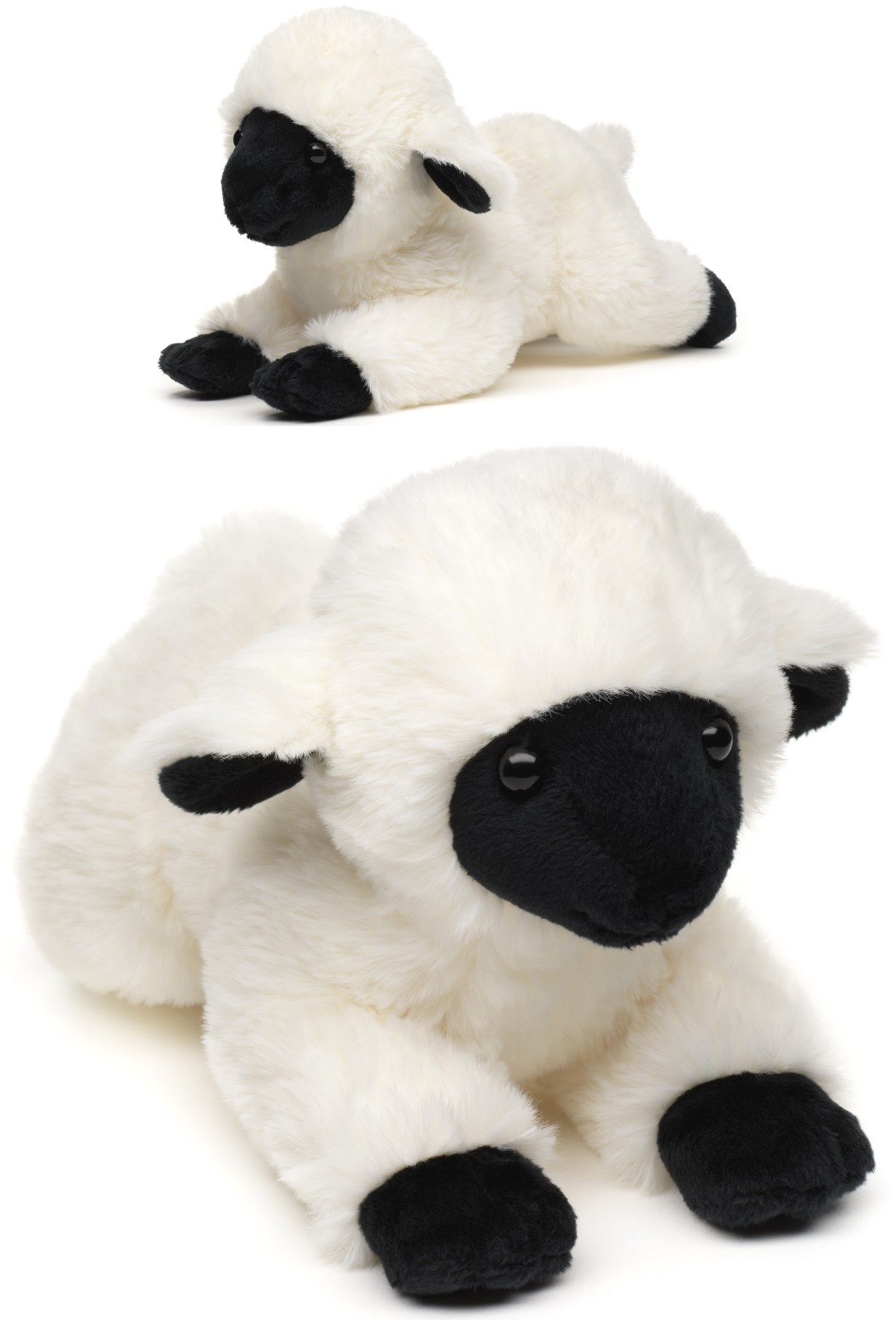 Pluche Schaap Zwart-Wit liggend 22cm