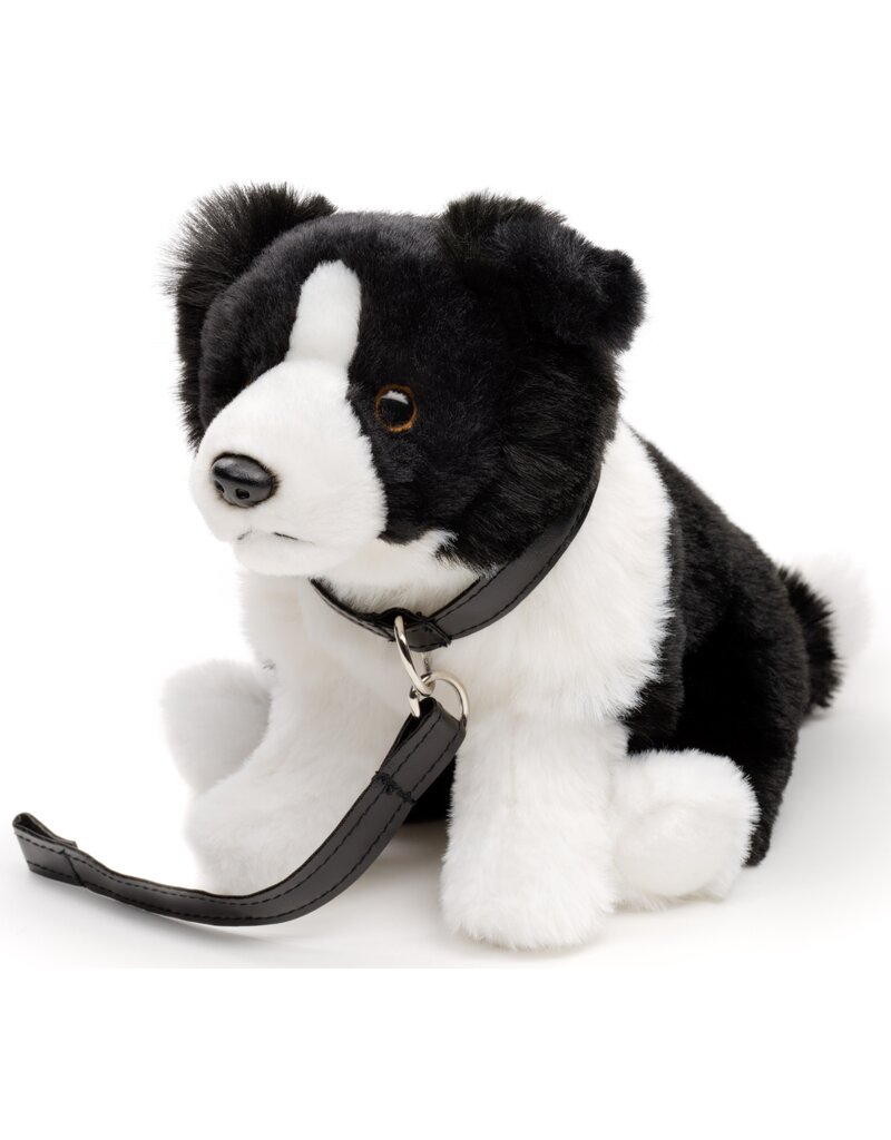 Pluche Border Collie met riem 24cm