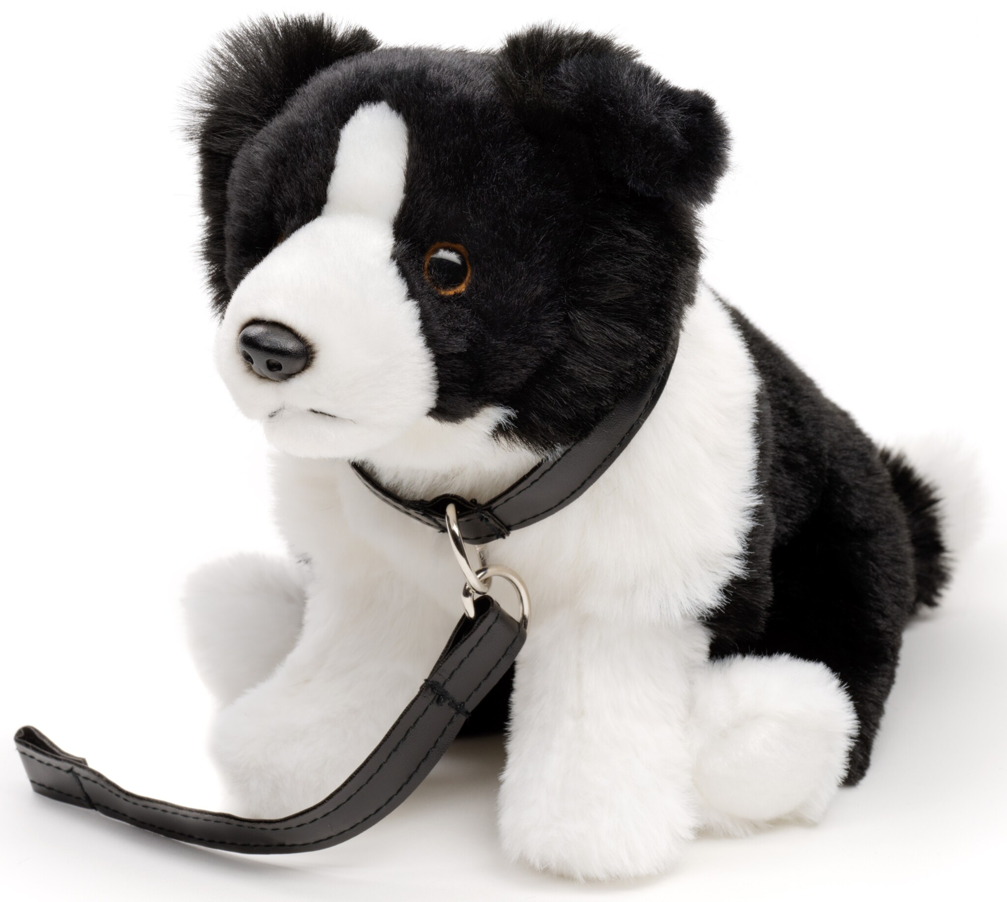 Pluche Border Collie met riem 24cm