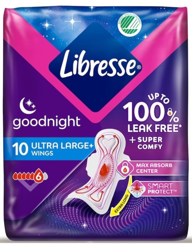 Libresse Maandverband Goodnight Ultra Large+ Wings 10 stuks
