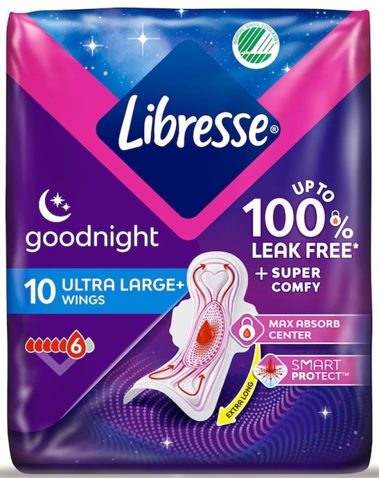 Libresse Maandverband Goodnight Ultra Large+ Wings 10 stuks