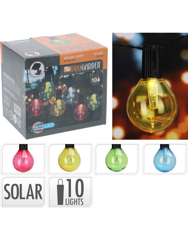 Pro Garden Solar Lichtslinger Multi Colour 10 Led Lampjes
