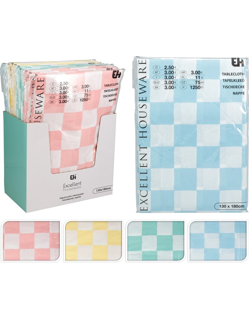 Tafelkleed Flanel Ruit 130x180cm. 4 assorti kleur