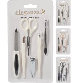 Manicureset 6 delig op kaart 11x1x20cm 3 assorti kleur