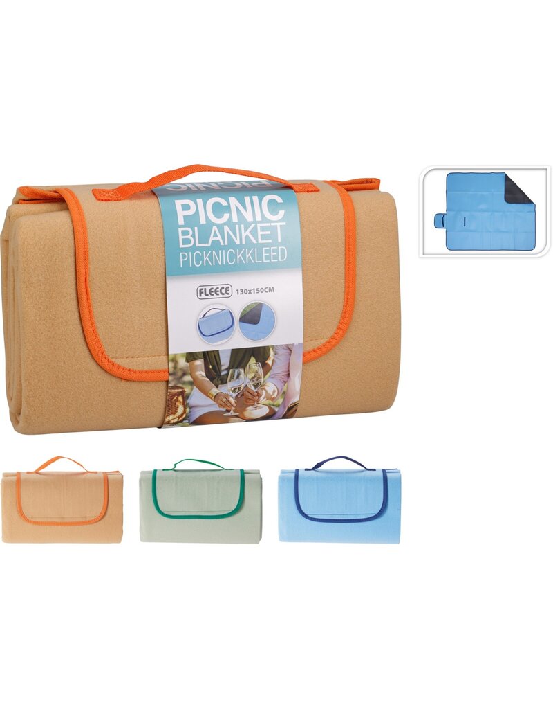 Picknickdeken 130x150cm 3 assorti kleur