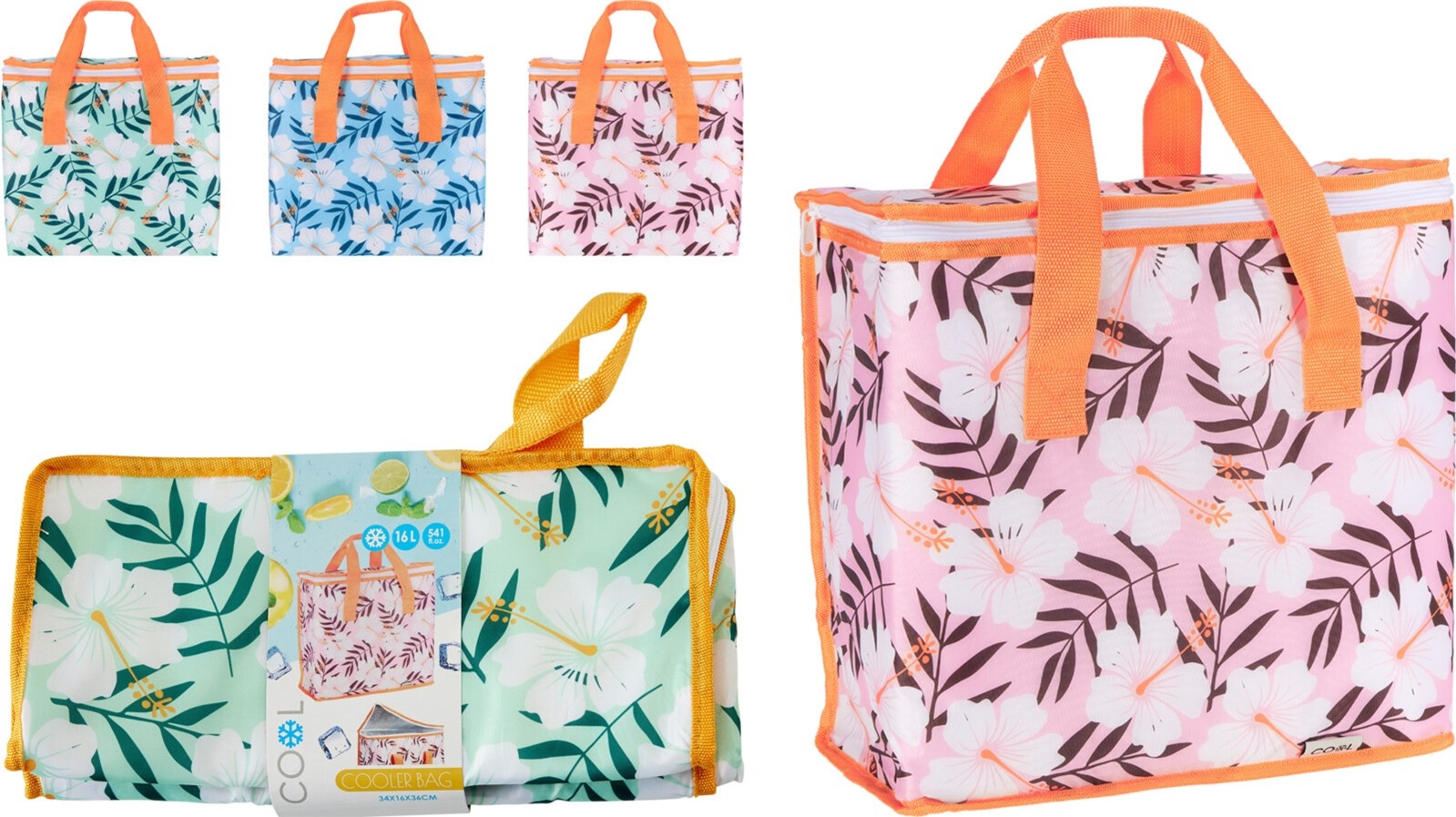 Koeltas Bloemen Design 16liter 34x16,5x36cm 3 assorti design