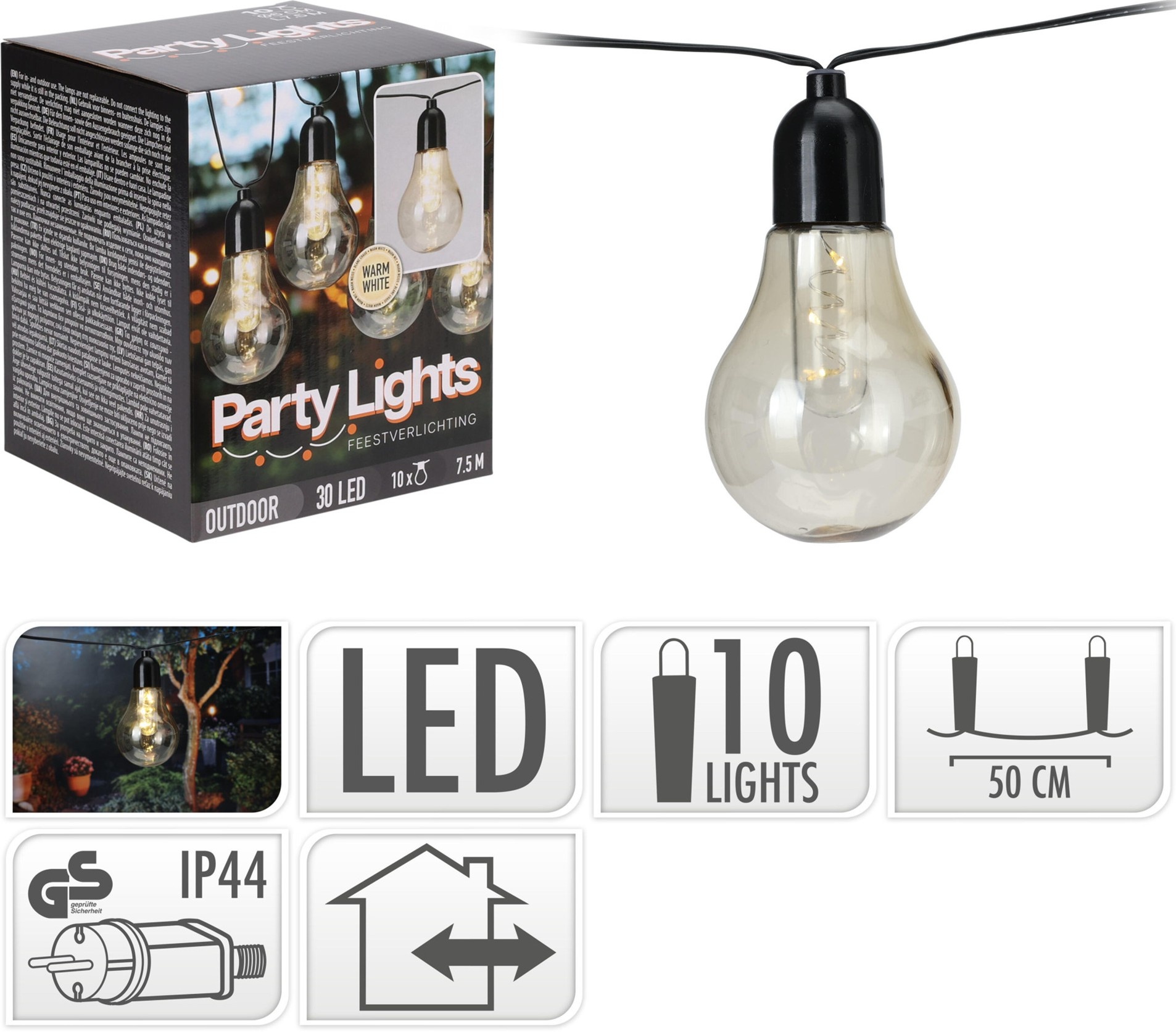 Pro Garden Feestverlichting 10 Lampjes Warm Wit