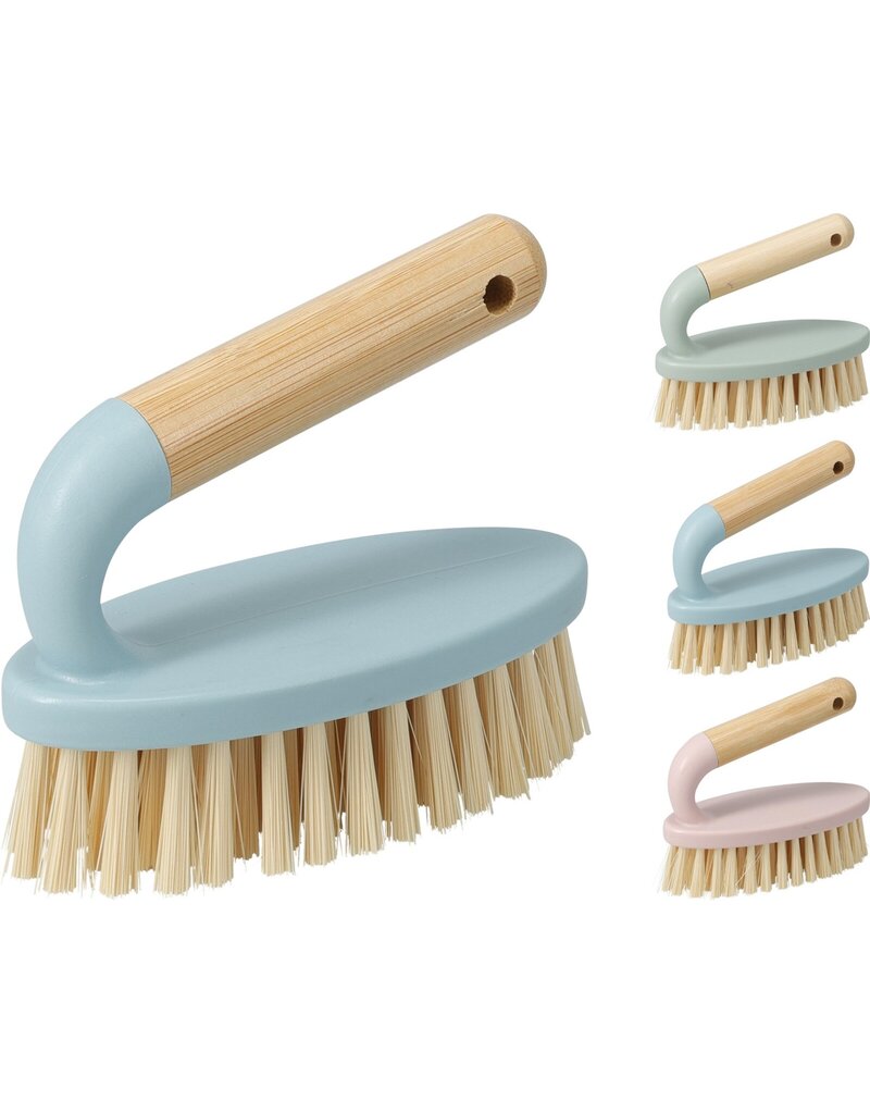 Borstel met Handvat 14,5cm. PP en Bamboe assorti kleur