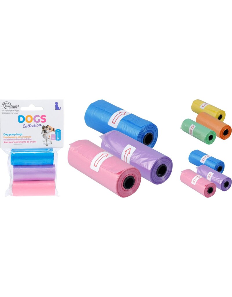 Hondenpoepzakjes 3 x 15 zakjes 2 assorti kleur