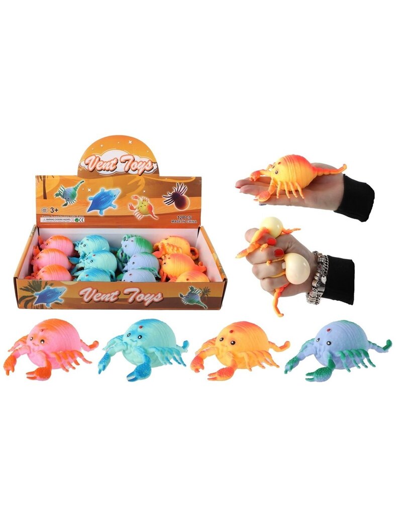 Squeeze Krab 13cm met poeder 4 assorti kleur