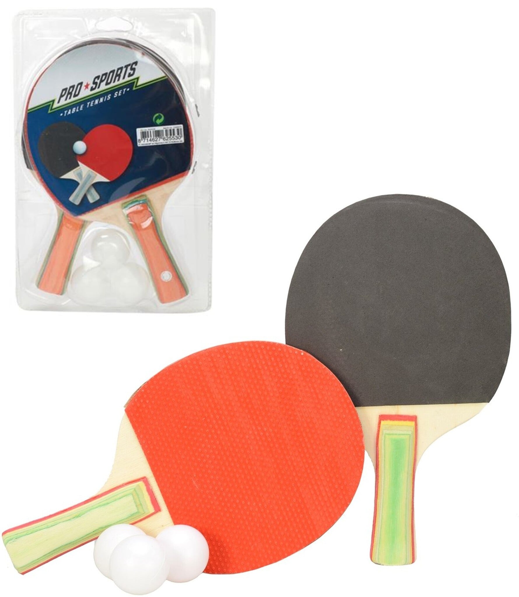 Tafeltennisset 19cm 5 delig met 2 batjes en 3 balletjes
