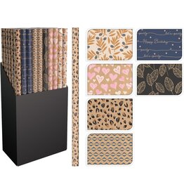 Inpakpapier Kraft 200x70cm 6 assorti design