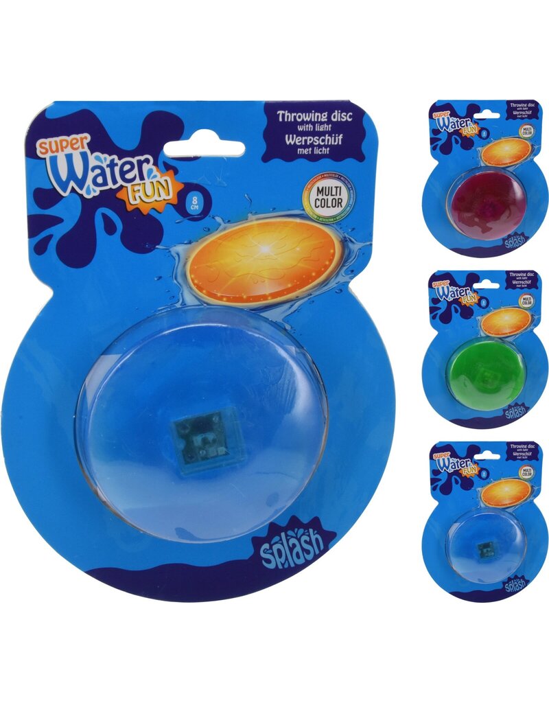 Water Werpschijf met licht 8cm 3 assorti kleur
