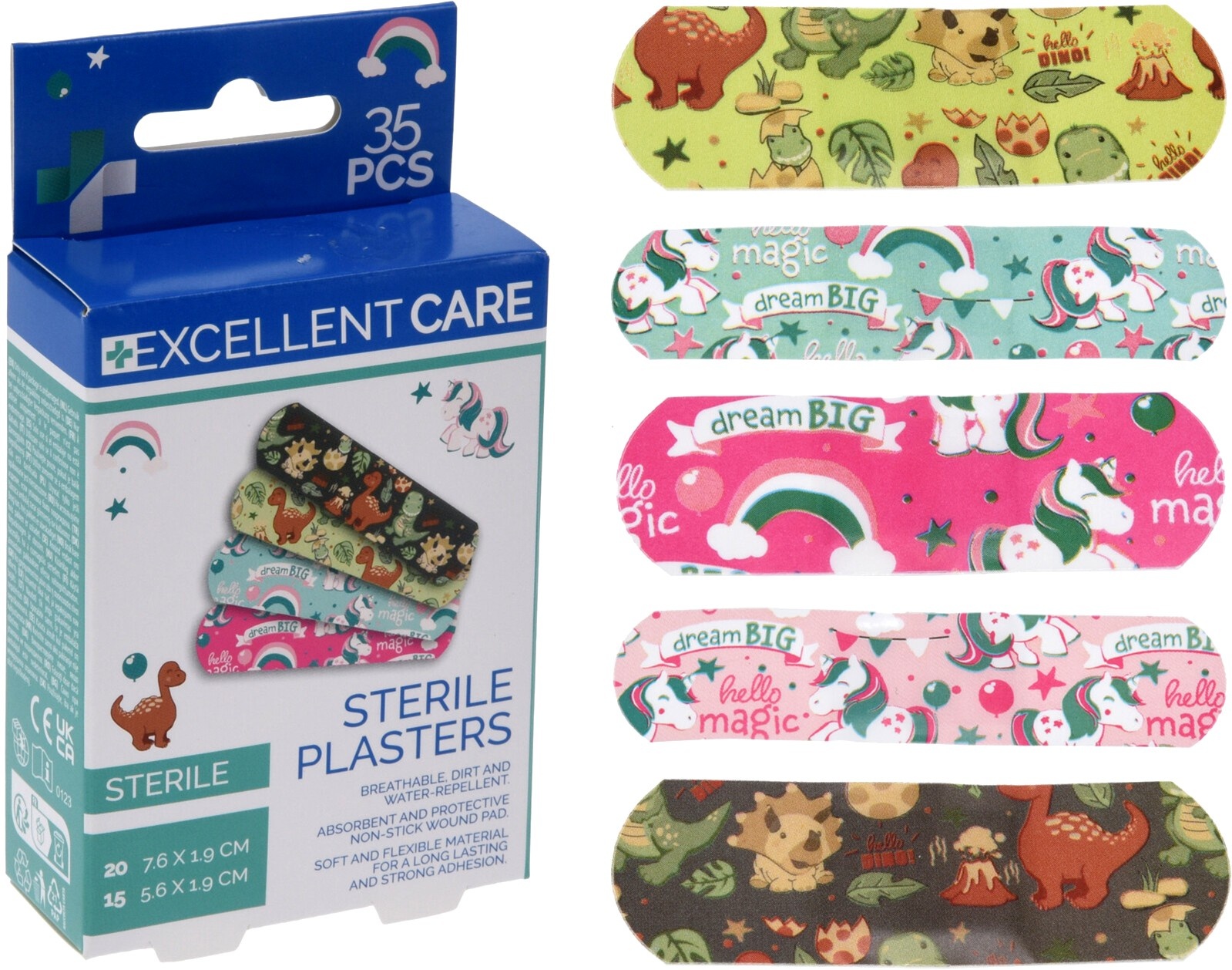 Pleisters Kinder Eenhoorn of Dino design 35 stuks