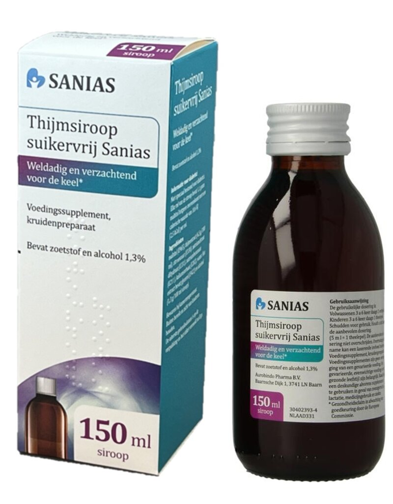 Sanias Thijmsiroop Suikervrij 150ml