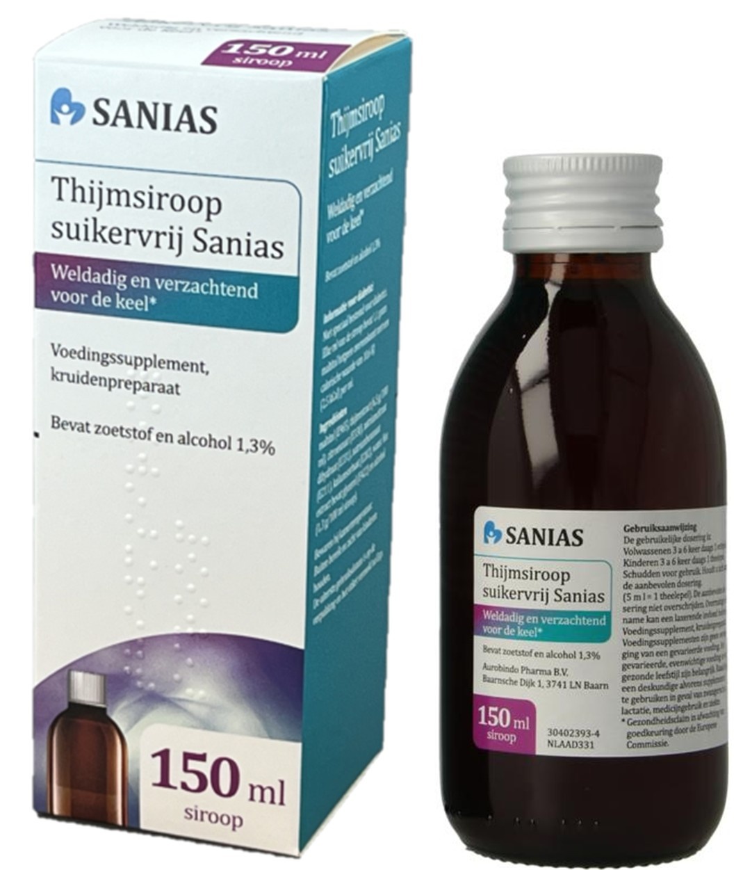 Sanias Thijmsiroop Suikervrij 150ml