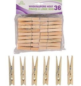 Wasknijpers Hout 36 stuks