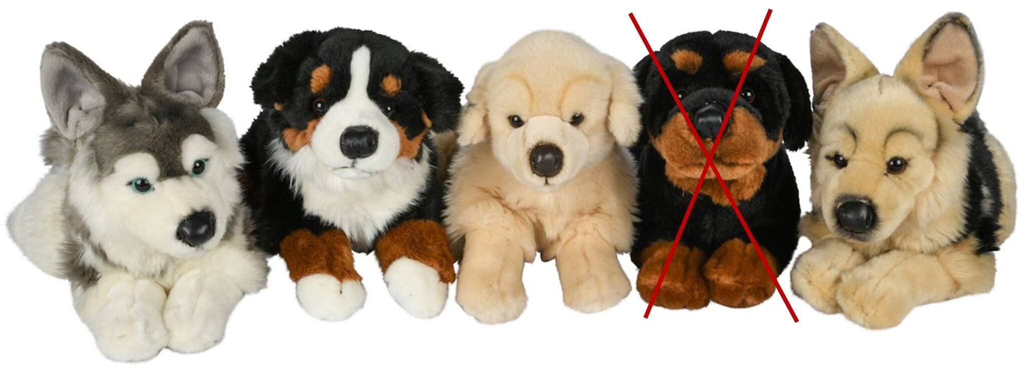 Pluche Hond Liggend 40 cm 4 assorti model