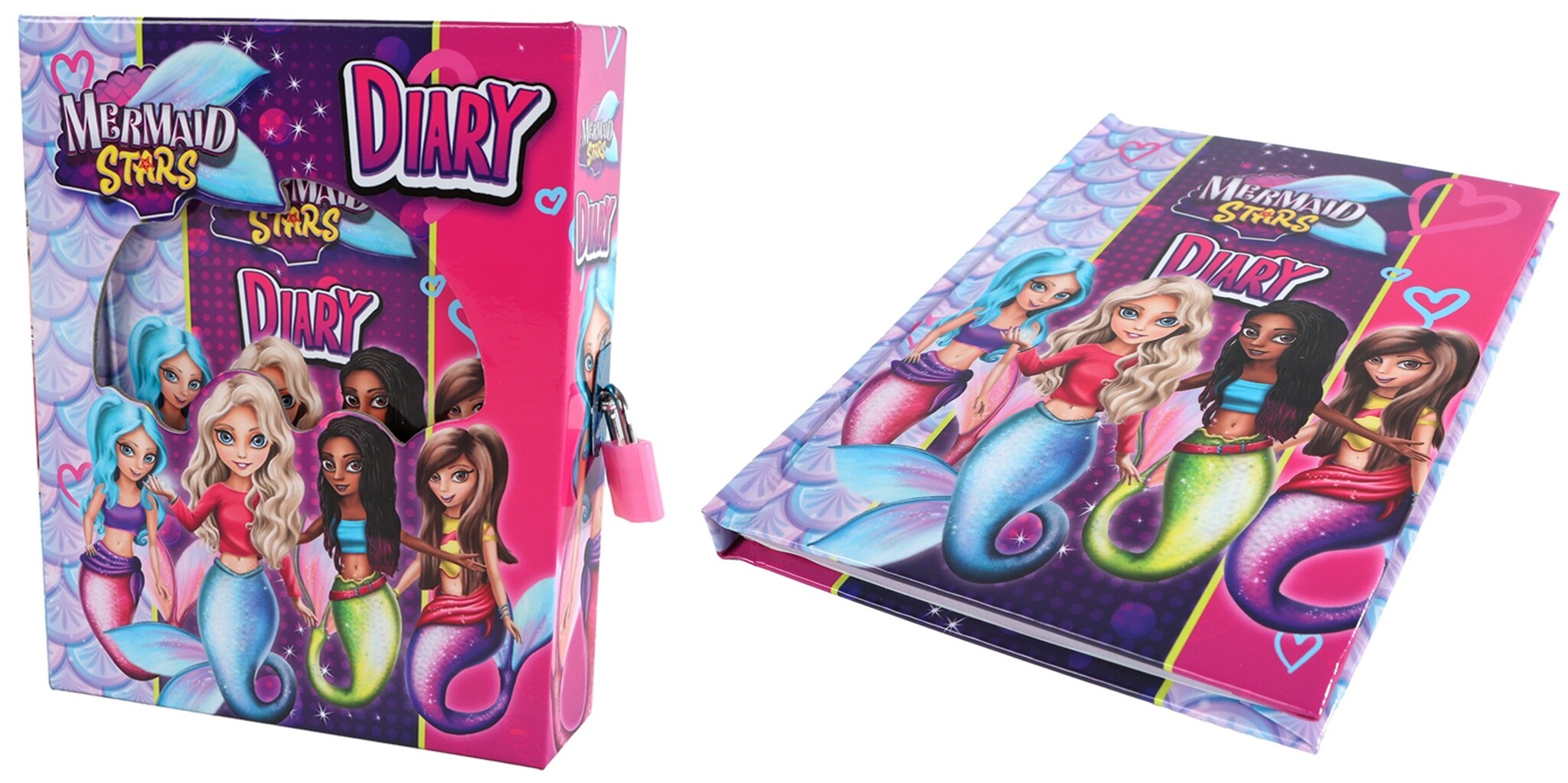 Mermaid Stars Dagboek met Bewaardoos met Slotje 16x12,5x3cm