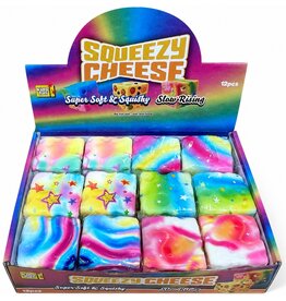 Squeeze Cheese met Print 7x7x7cm Slow Rise 6 assorti