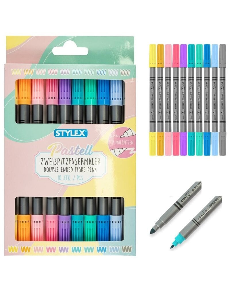 Viltstiften Duo Punt 2 & 3mm Pastelkleuren 10 stuks
