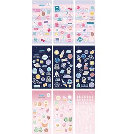 Stickerblok met 3 vellen Kleurrijke en Trendy Stickers 3 ass