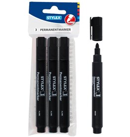 Marker Permanent Zwart 3 delig