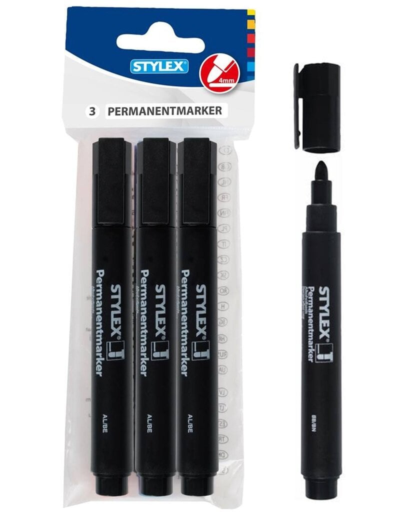 Marker Permanent Zwart 3 delig