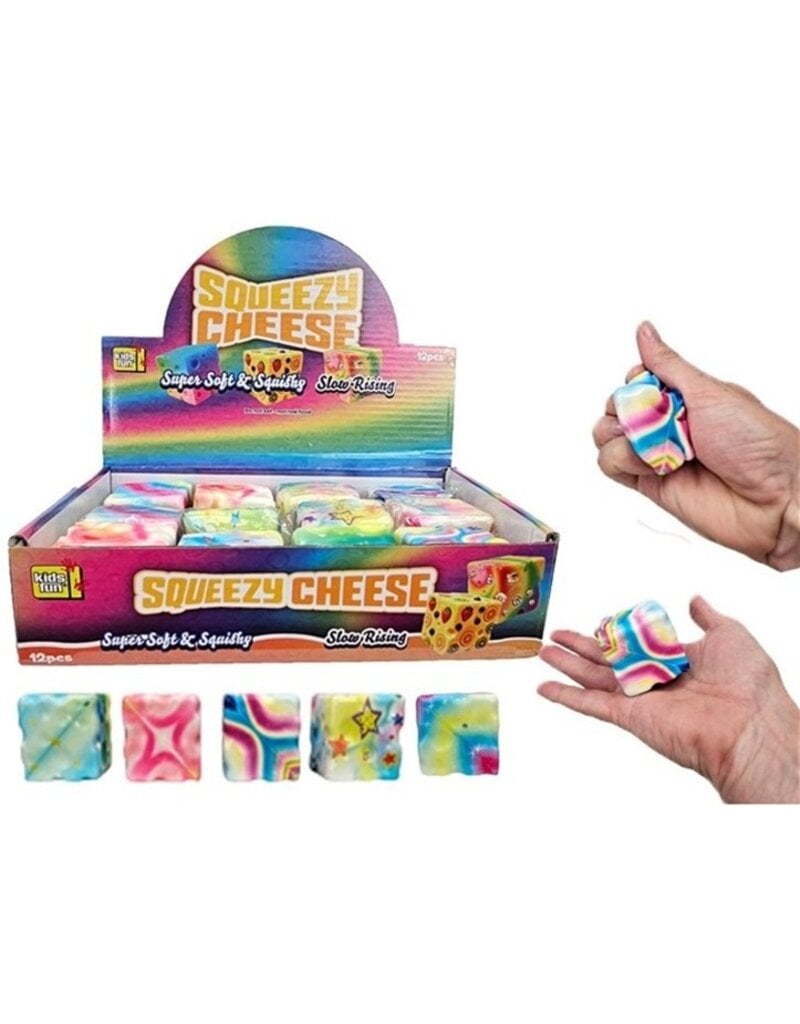 Squeeze Cheese met Print 5x5x5cm Slow Rise 6 assorti