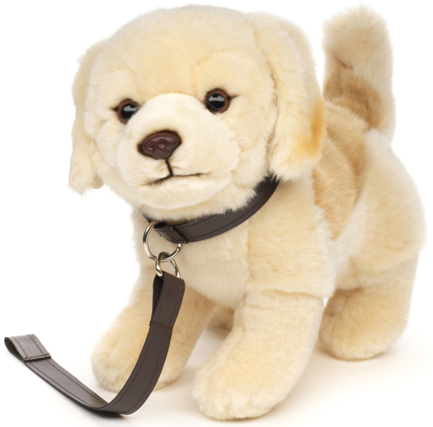 Pluche Golden Retriever Puppy Staand 22cm met riem
