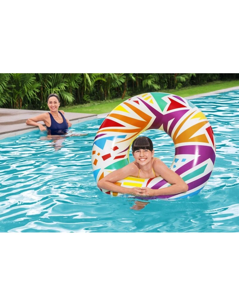 Bestway Zwemring Geometrisch 107cm met handvaten 2ass design