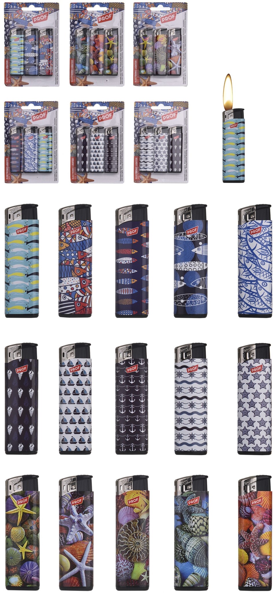 Prof Aansteker Seaside Design 3 stuks op kaart 6 assorti
