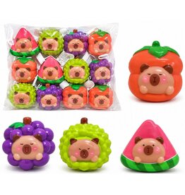 Squeeze Capybara 9cm in Fruit Slow Rise in net 4 assorti