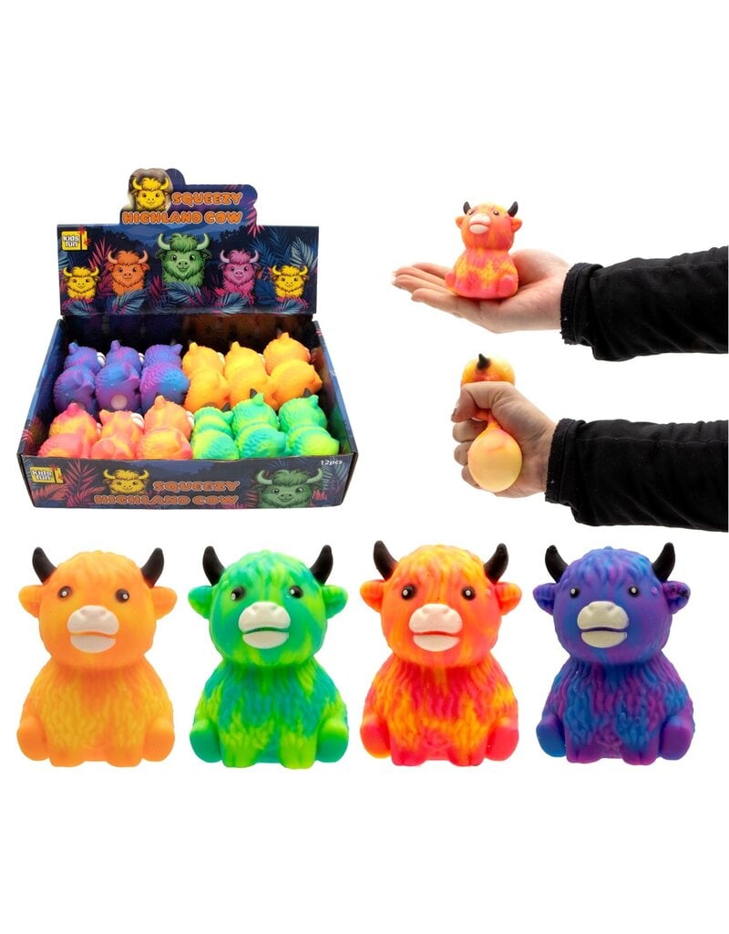 Squeeze Highland Koe 9cm 4 assorti kleur