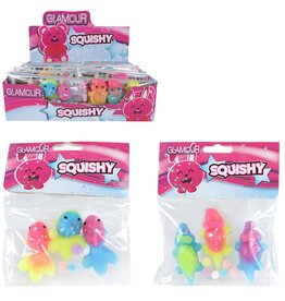Squishy Visje 6cm of Krokodil 7cm set van 3 stuks + acc